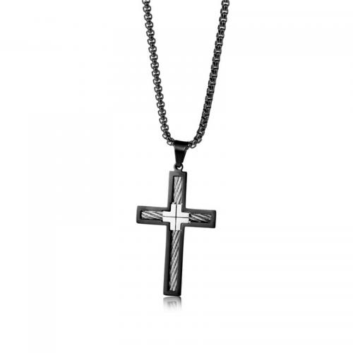 Stainless Steel Jewelry Necklace, 304 Stainless Steel, Cross, polished, Unisex & different styles for choice, more colors for choice, PENDANT-58 * 30mm, Length:Approx 50 cm, Sold By PC