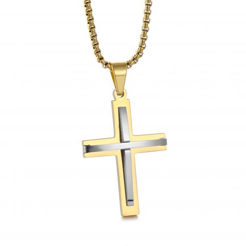 Stainless Steel Jewelry Necklace, 304 Stainless Steel, Cross, polished, Unisex & different size for choice, more colors for choice, Pendant-38 * 25mm, Length:Approx 50 cm, Sold By PC