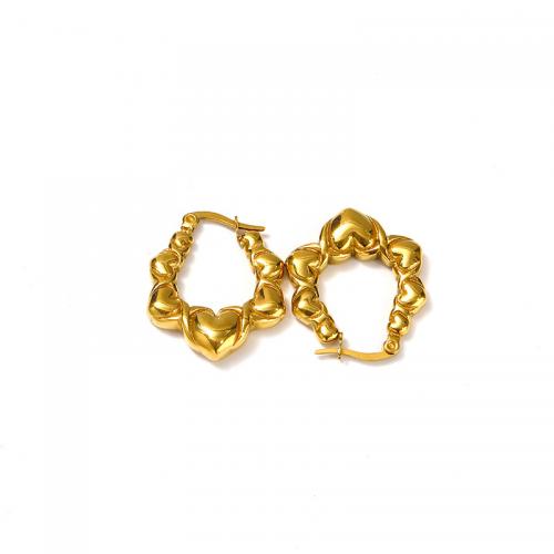 Titanium Staal Earring, voor vrouw, gouden, 27x23mm, Verkocht door pair