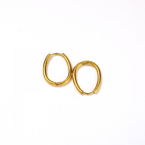 Titanium Steel  Earring, Vacuum Ion Plating, for woman, golden, 22x18mm, Sold By Pair
