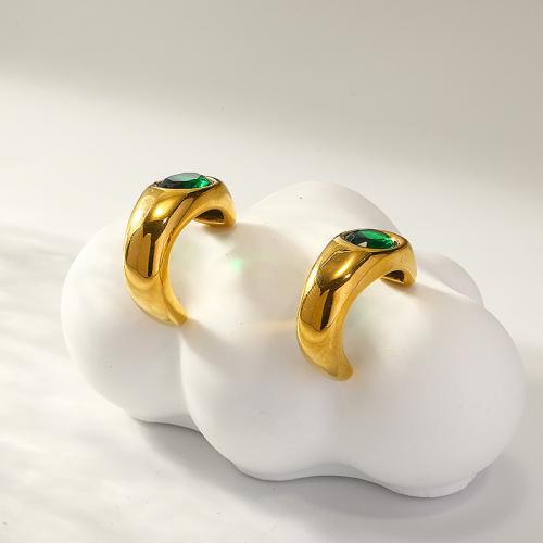 Titan Stahl Ohrring, Titanstahl, Micro pave Zirkonia & für Frau, goldfarben, 22x18mm, verkauft von Paar