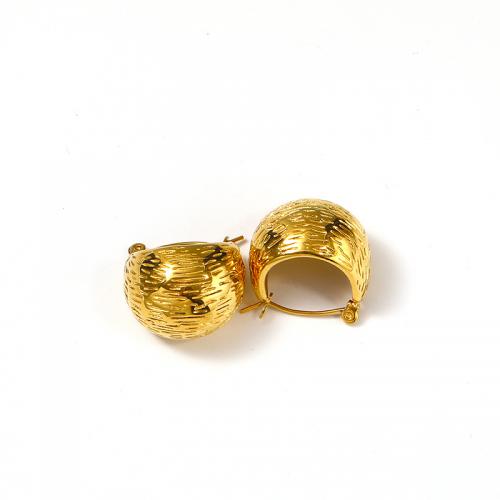 Titanium Steel  Earring, Vacuum Ion Plating, for woman, golden, 20x20mm, Sold By Pair