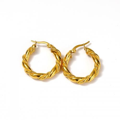 Titanium Steel  Earring, Vacuum Ion Plating, for woman, golden, 26x25mm, Sold By Pair
