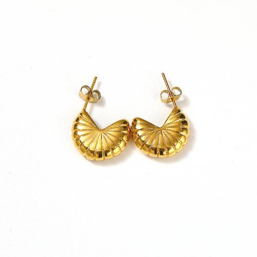 Titanium Steel  Earring, Vacuum Ion Plating, for woman, golden, 18x18mm, Sold By Pair