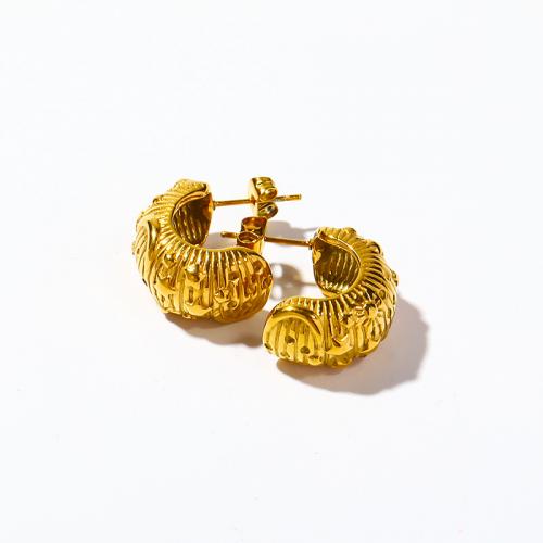 Titanium Steel  Earring, Vacuum Ion Plating, for woman, golden, 20x14mm, Sold By Pair