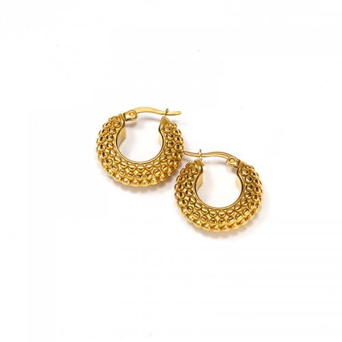 Titanium Steel  Earring, Vacuum Ion Plating, for woman, golden, 22.70x22.70mm, Sold By Pair