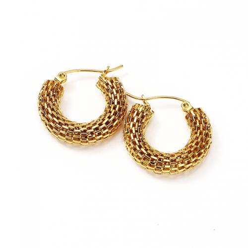Titanium Steel  Earring, Vacuum Ion Plating, for woman, gold, 23x24mm, Sold By Pair