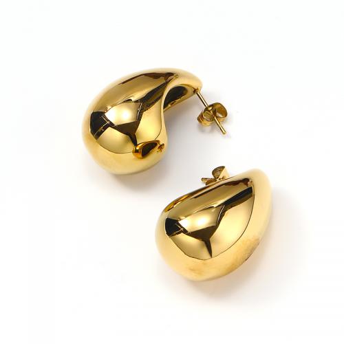 Titanium Steel  Earring, 304 Stainless Steel, Vacuum Ion Plating, for woman, golden, 31x20mm, Sold By Pair