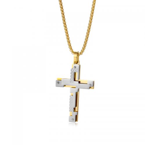 Stainless Steel Jewelry Necklace, 304 Stainless Steel, Cross, polished, Unisex & different styles for choice, more colors for choice, PENDANT-66 * 36mm, Length:Approx 50 cm, Sold By PC