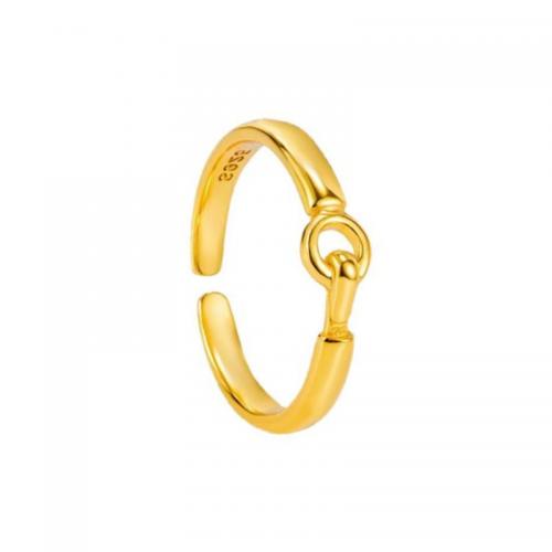 925 Sterling Silver Pljuska prst prsten, Geometrijski uzorak, pozlaćen, prilagodljiv & za žene, više boja za izbor, Veličina:6, Prodano By PC