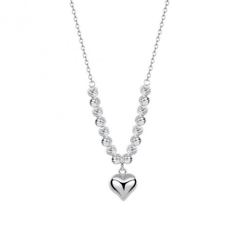 925 Sterling Silver Necklace with 2inch extender chain Heart fashion jewelry & for woman silver color Length Approx 15.7 Inch Sold By PC