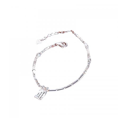 925 Sterling Silver Bracelet, with 2inch extender chain, Geometrical Pattern, fashion jewelry & with letter pattern & for woman, silver color, Length:Approx 6.3 Inch, Sold By PC