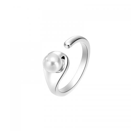 925 Sterling Silver Cuff Finger Ring with Freshwater Pearl plated fashion jewelry & for woman US Ring Sold By PC