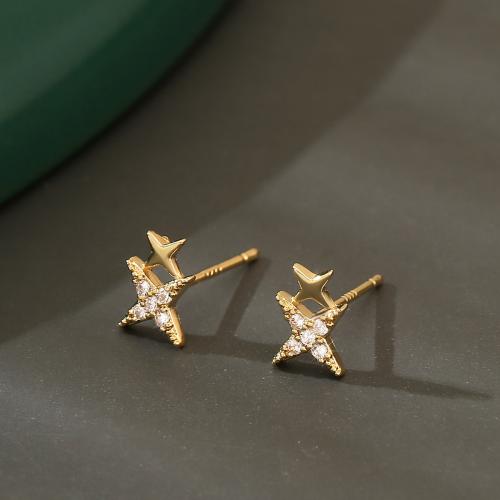 Cubic Zirconia Micro Pave Brass Earring, gold color plated, fashion jewelry & micro pave cubic zirconia & for woman, nickel, lead & cadmium free, 8x5mm, Sold By Pair