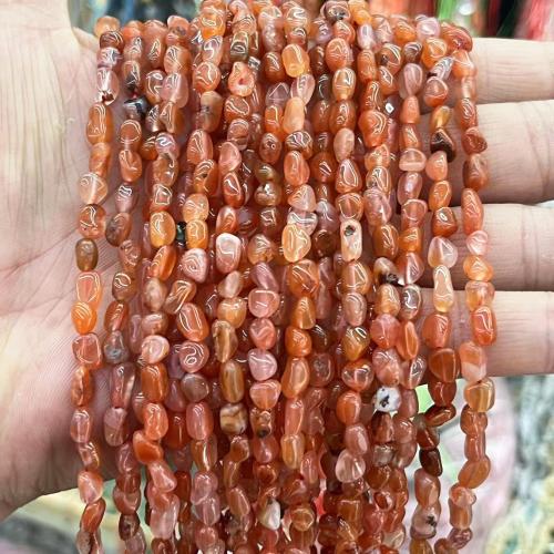 Naturlig rød agat perler, Red Agate, Nuggets, du kan DIY, rødligorange, 6x8mm, Solgt Per Ca. 38 cm Strand