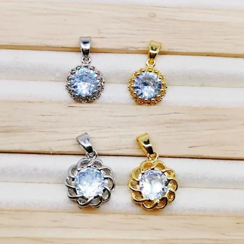 Cubic Zirconia Brass Pendants, with Cubic Zirconia, plated, DIY & different styles for choice, more colors for choice, nickel, lead & cadmium free, Sold By PC