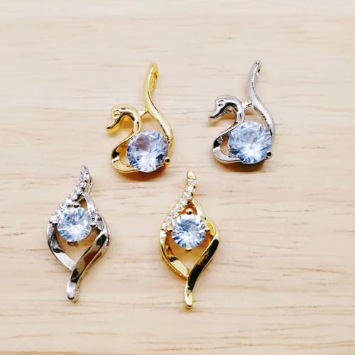 Cubic Zirconia Brass Pendants with Cubic Zirconia plated DIY & hollow nickel lead & cadmium free Sold By PC