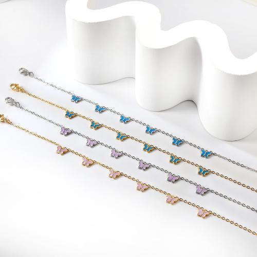 Stainless Steel Anklet, 304 Stainless Steel, different styles for choice & for woman & enamel, more colors for choice, Sold Per Approx 7.87 Inch Strand