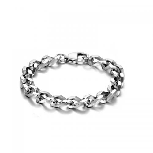 Titanium Steel Bracelet & Bangle, fashion jewelry & different length for choice & Unisex, original color, 9.10mm, Sold By Strand
