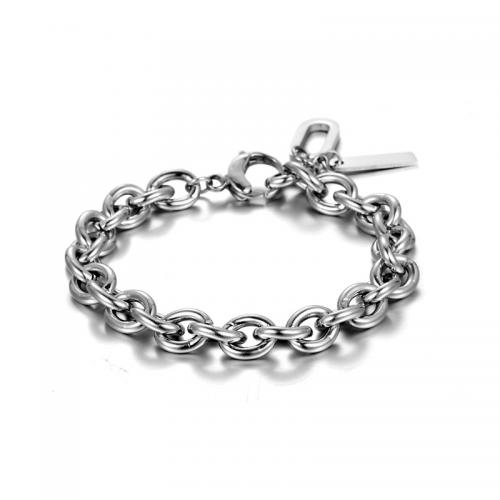 Titanium Steel Bracelet & Bangle, fashion jewelry & different length for choice & for man, original color, Sold By Strand