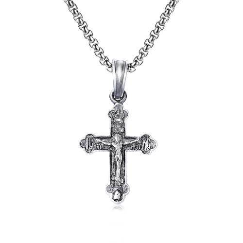 Titanium Steel Necklace, stannum, with Titanium Steel, with 1.97inch extender chain, Cross, polished, fashion jewelry & Unisex, Length:Approx 23.62 Inch, Sold By PC