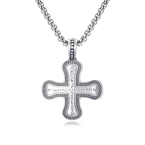 Sweater Chain Necklace, stannum, with Titanium Steel, with 1.97inch extender chain, Cross, polished, fashion jewelry & Unisex, Length:Approx 23.62 Inch, Sold By PC