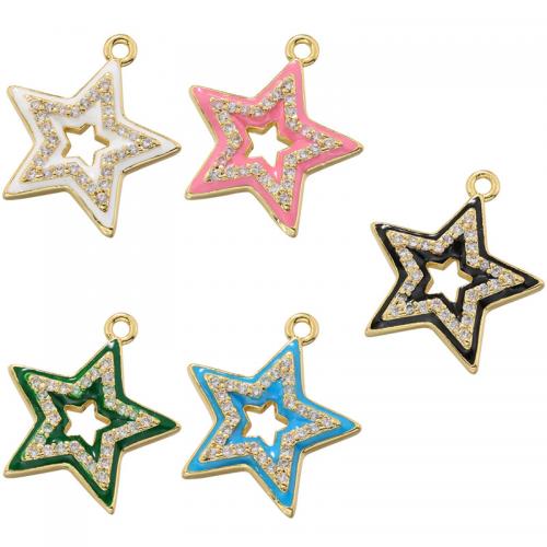 Brass Jewelry Pendants, Star, for woman & enamel & with rhinestone, more colors for choice, nickel, lead & cadmium free, 17x16mm, Hole:Approx 1.2mm, Sold By PC