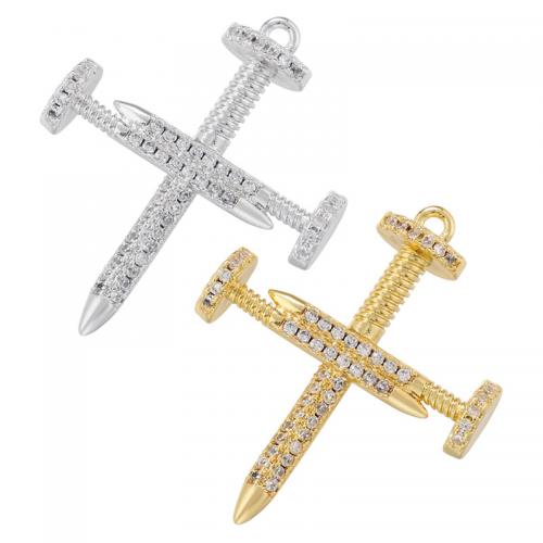 Cubic Zirconia Micro Pave Brass Pendant, Cross, plated, fashion jewelry & micro pave cubic zirconia, more colors for choice, nickel, lead & cadmium free, 27.50x22mm, Hole:Approx 1.5mm, Sold By PC