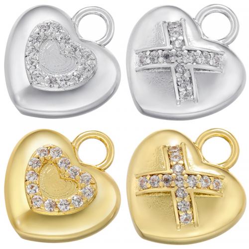 Cubic Zirconia Micro Pave Brass Pendant Heart fashion jewelry & micro pave cubic zirconia nickel lead & cadmium free Approx 2.8mm Sold By PC