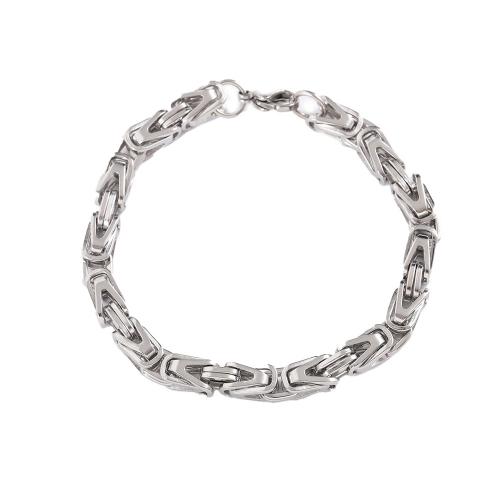 Stainless Steel Jewelry Bracelet, 304 Stainless Steel, polished, fashion jewelry & different length for choice & for man, original color, 6.50mm, Sold By PC