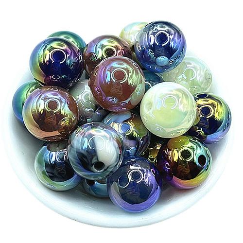 Perles  acrylique plaqué , Rond, Placage UV, DIY, couleurs mélangées, 16mm, Trou:Environ 2.8mm, Environ 100PC/sac, Vendu par sac