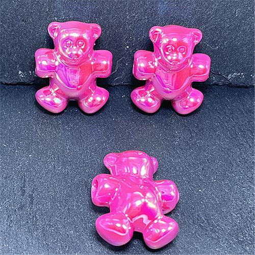 Plated Acrylic Beads, Bear, UV plating, DIY, more colors for choice, 17x23mm, Hole:Approx 3.8mm, Approx 100PCs/Bag, Sold By Bag