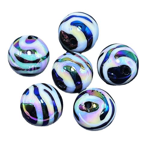 Plated Acrylic Beads, Round, UV plating, DIY, white and black, 15.68mm, Hole:Approx 1.5mm, Approx 100PCs/Bag, Sold By Bag
