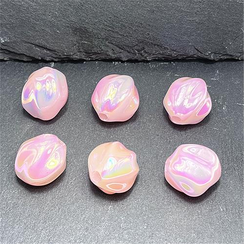 Plated Acrylic Beads, UV plating, DIY, more colors for choice, 17.08x15.45mm, Hole:Approx 3.34mm, Approx 100PCs/Bag, Sold By Bag