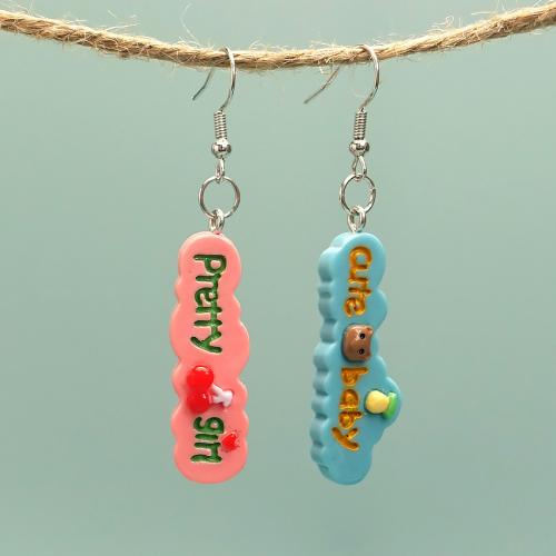 Iron Earring, with Resin, fashion jewelry, Sold By Pair