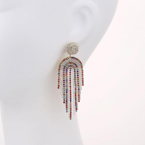 Tibetan Style Drop Earrings, plated, fashion jewelry & with rhinestone, more colors for choice, nickel, lead & cadmium free, 83x26mm, Sold By Pair
