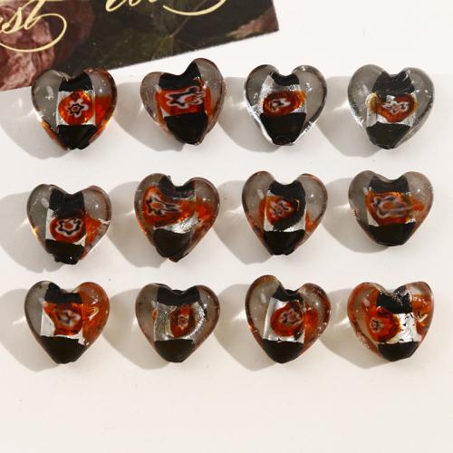 Perles murano faites à la main , chalumeau, coeur, DIY, 16x15mm, Vendu par PC