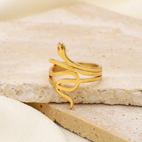 Titantium Steel finger ring, Titan Stål, Snake, plated, olika storlek för val & för kvinna & ihålig, guld, nickel, bly och kadmium gratis, width:25mm, Säljs av PC