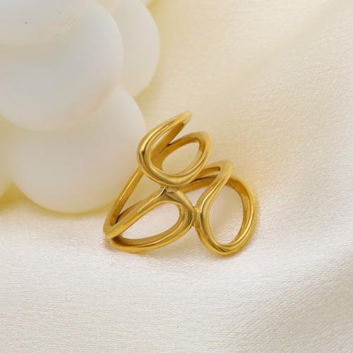 Titanium Steel Finger Ring plated & for woman & hollow gold nickel lead & cadmium free mm Sold By PC