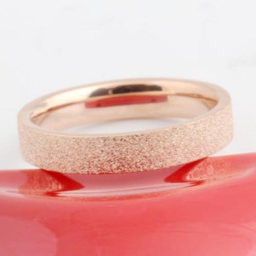 Titanium Steel Finger Ring plated & for woman & frosted rose gold color nickel lead & cadmium free mm mm Sold By PC