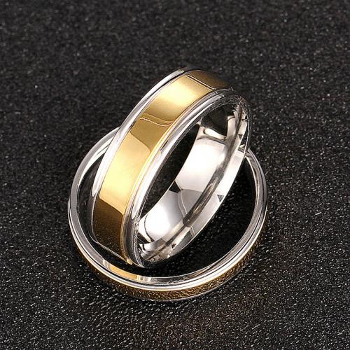 Ring Finger Titantium stali, Powlekane, dla obu płci & różnej wielkości do wyboru, złoto, bez zawartości niklu, ołowiu i kadmu, width:6mm,thickness:2mm, sprzedane przez PC