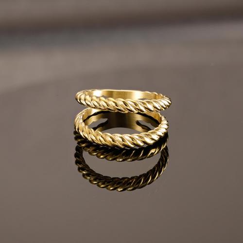 Ring Finger ze stali nierdzewnej, Stal nierdzewna 304, Powlekane, biżuteria moda & dla kobiety & pusty, złoto, bez zawartości niklu, ołowiu i kadmu, sprzedane przez PC