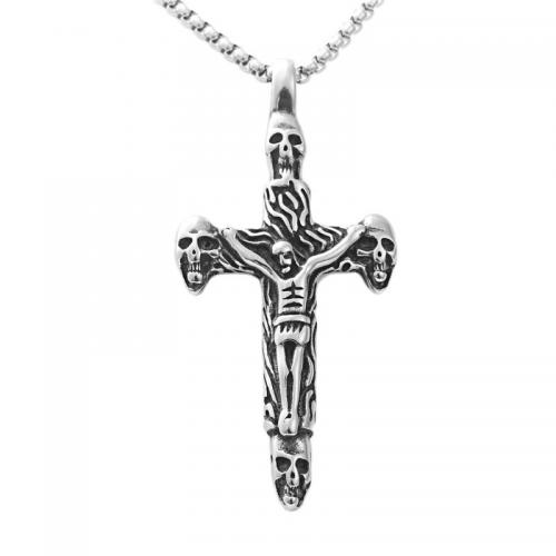 Stainless Steel Jewelry Necklace, 304 Stainless Steel, Cross, polished, Unisex & different styles for choice, original color, Length:Approx 60 cm, Sold By PC