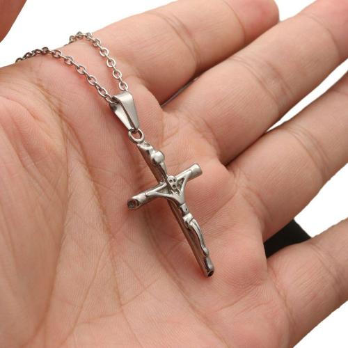 Stainless Steel Jewelry Necklace, 304 Stainless Steel, Cross, polished, Unisex & different styles for choice, more colors for choice, The pendant is 35mm high and 20mm wide, Length:Approx 60 cm, Sold By PC