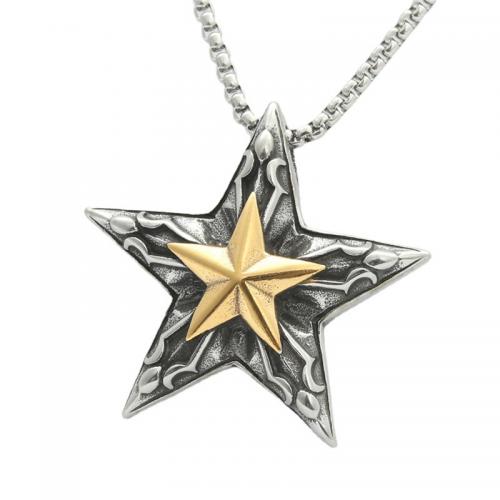 Stainless Steel Jewelry Necklace, 304 Stainless Steel, Star, polished, Unisex & different styles for choice, more colors for choice, The pendant is 45 mm high and 45 mm wide, Length:Approx 60 cm, Sold By PC