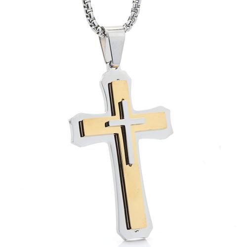 Stainless Steel Jewelry Necklace, 304 Stainless Steel, Cross, Vacuum Ion Plating, Unisex & different styles for choice, more colors for choice, Pendant-58 * 35mm, Length:Approx 60 cm, Sold By PC