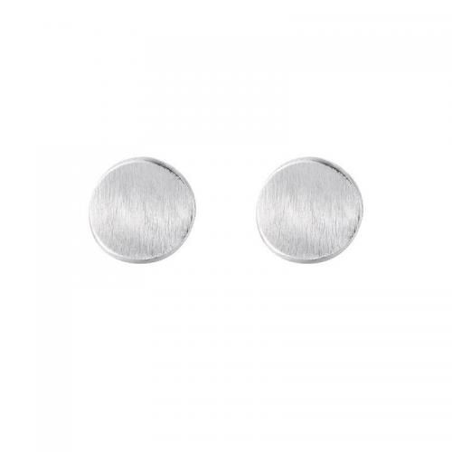 925 Sterling Silver Stud Earring Round fashion jewelry & for woman silver color Sold By Pair