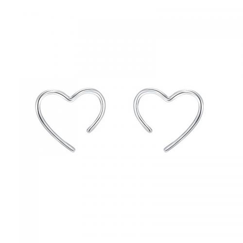 925 Sterling Silver Stud Earring, Heart, plated, for woman & hollow, more colors for choice, 19.50x16.50mm, Sold By Pair