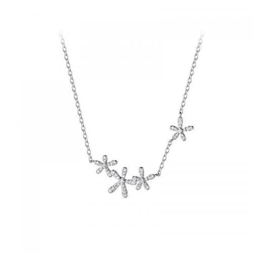 925 Sterling Silver Necklace with 2inch extender chain Star platinum plated for woman & with rhinestone Length Approx 15.7 Inch Sold By PC