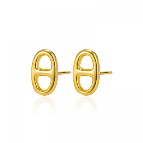 925 Sterling Silver Stud Earring Geometrical Pattern plated for woman & hollow 12.70mm Sold By Pair